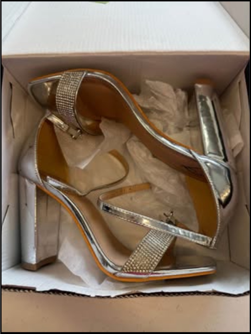 Windsor Silver Crystal-Strap Block Heels